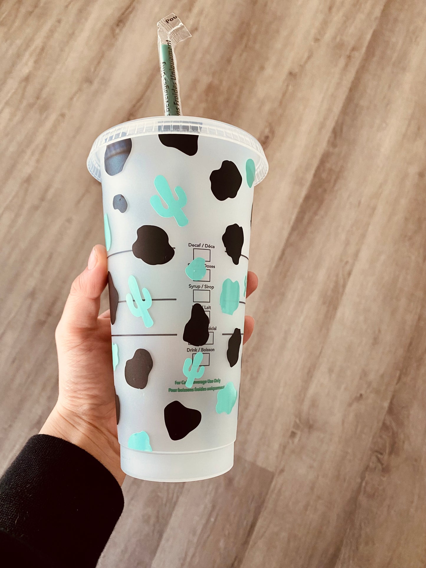 Cow Print and Teal Cactus Cup