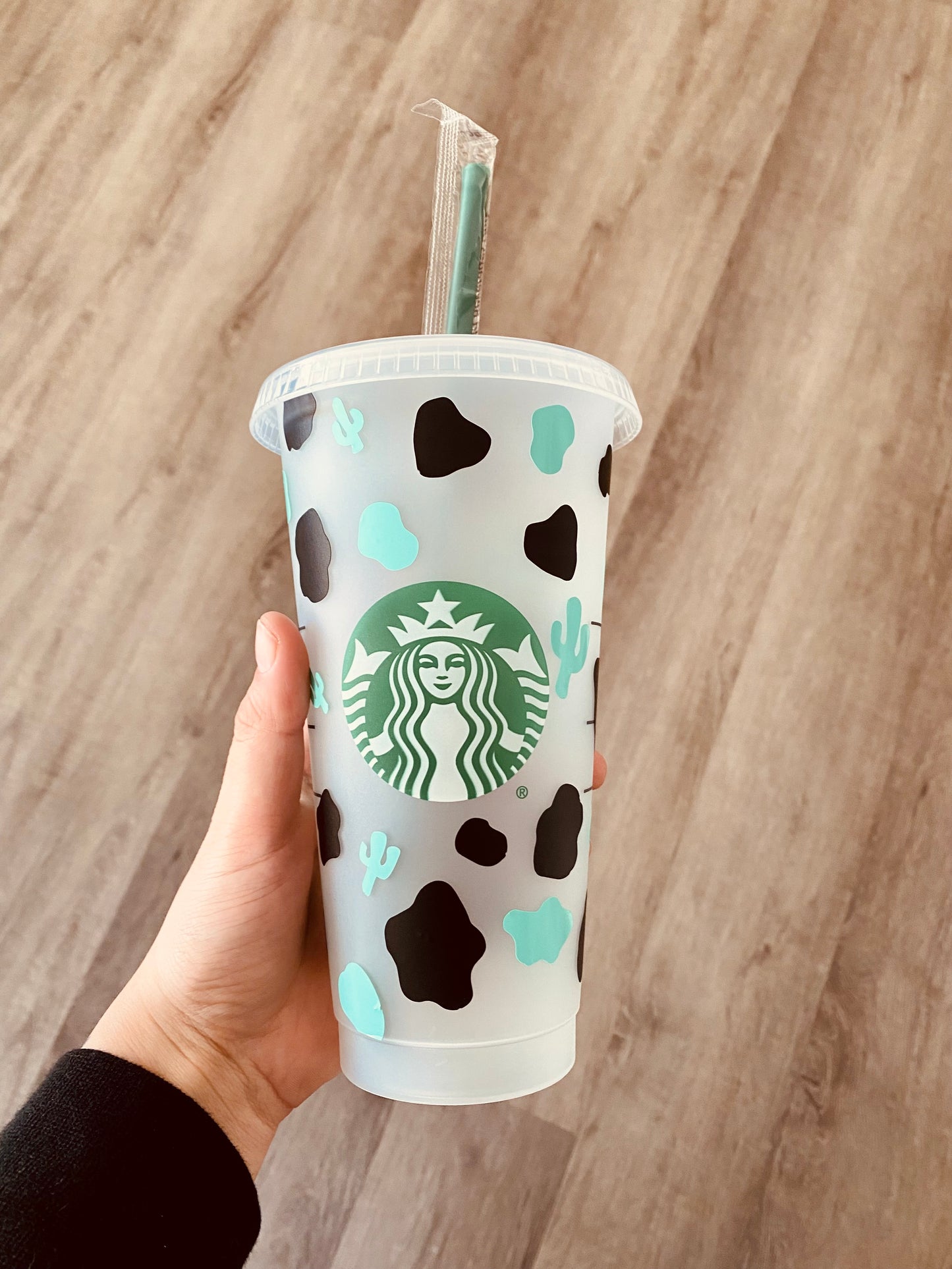 Cow Print and Teal Cactus Cup